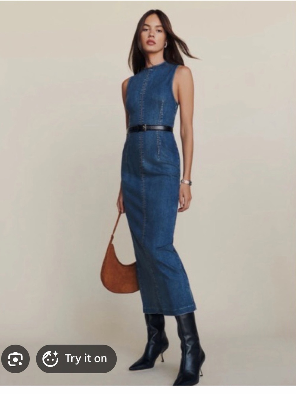 Reformation Kendi Denim Midi Dress - Fitted Waist - Picture 8 of 8